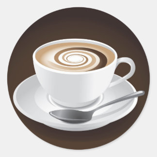Pegatina Redonda Cappuccino Con Swirl