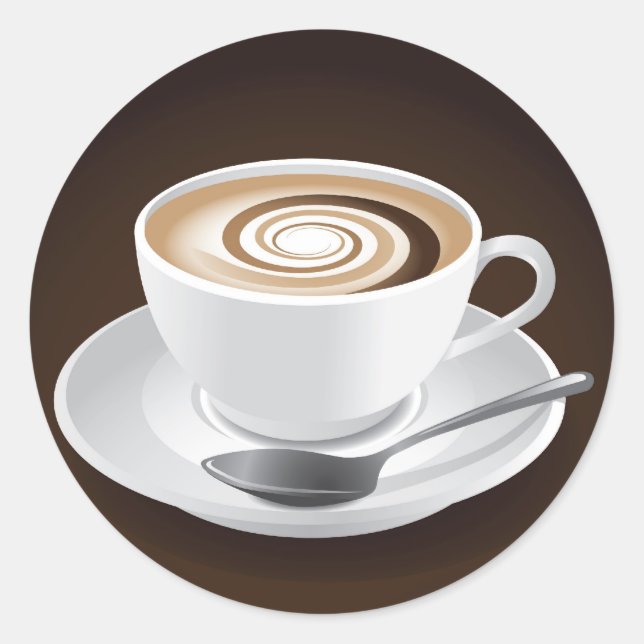 Pegatina Redonda Cappuccino Con Swirl (Anverso)
