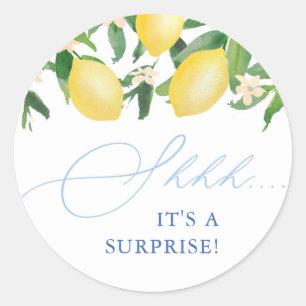 Pegatina Redonda ¡Capri Lemons Light Blue Shh! Es un Fiesta sorpres
