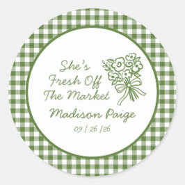 Pegatina Redonda Caprichoso Brunch de recién llegada al mercado Ver