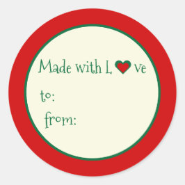 Pegatina Redonda Caprichoso Festivo Hecho con Amor Regalo para Escr