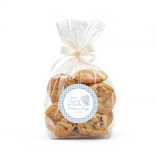 Pegatina Redonda Caprichoso Fresco Del Mercado Azul Despedida de So