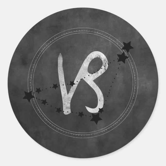 Pegatina Redonda Capricornio de cabra de zodiac constelación de pla (Anverso)