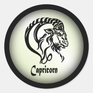 Pegatina Redonda Capricornio del mar Cabra Zodiac Verde