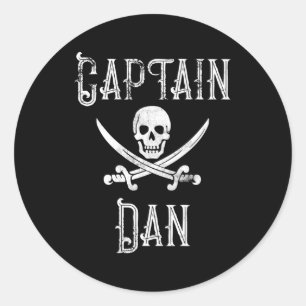 Pegatina Redonda Captain Dan Personalized Pirate Py