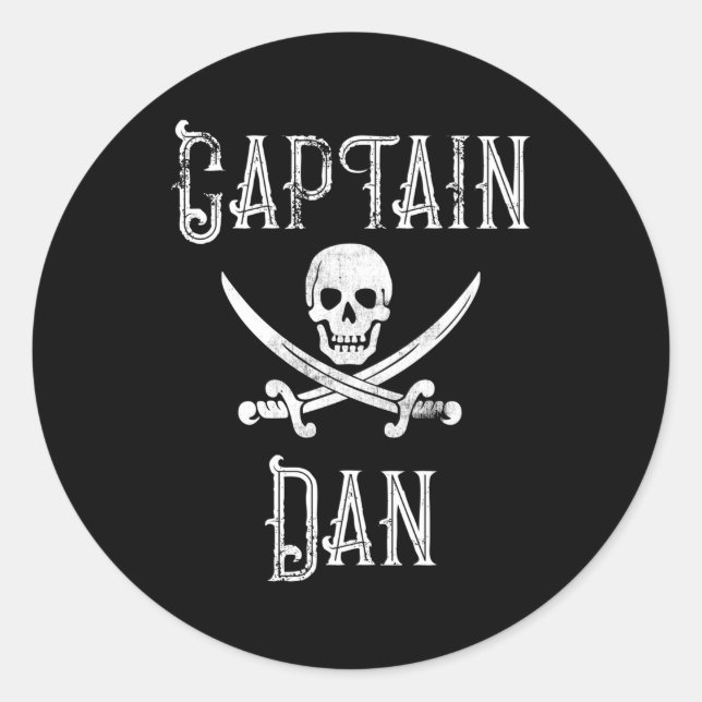 Pegatina Redonda Captain Dan Personalized Pirate Py (Anverso)