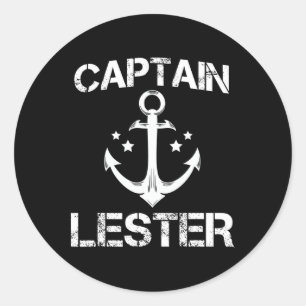 Pegatina Redonda Captain Lester Funny Birthday Personalizado Nombre