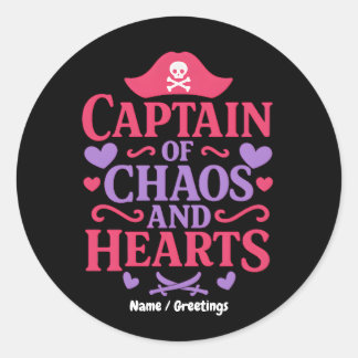 Pegatina Redonda Captain of Chaos and Hearts Pirate Graphic