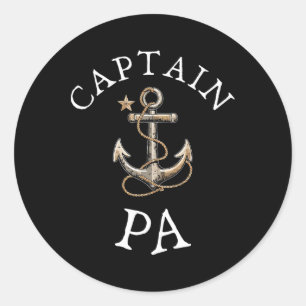 Pegatina Redonda Captain Pa Bote Navegando En Bote Vintage Anchon F