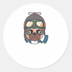 Pegatina Redonda Captain Pug