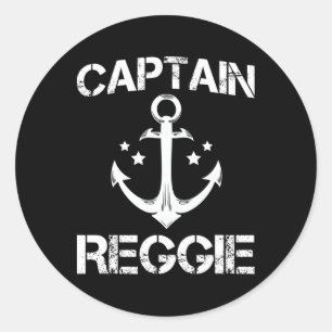Pegatina Redonda Captain Reggie Funny Birthday Personalizado Nombre