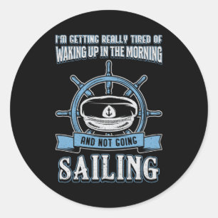 Pegatina Redonda Captain Sail Boat Sailing Sea Sailor Gift Idea
