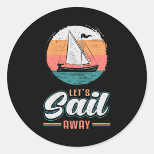 Pegatina Redonda Captain Sail Boat Sailor Sailing Retro Gift Idea