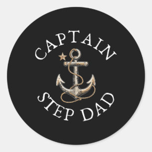 Pegatina Redonda Captain Step-dad Boat Sailing Boating Vintage Anch