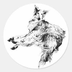 Pegatina Redonda Captura de Movimiento – Silken Windhound