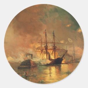 Pegatina Redonda Captura de Nueva Orleans en la Guerra Civil de los