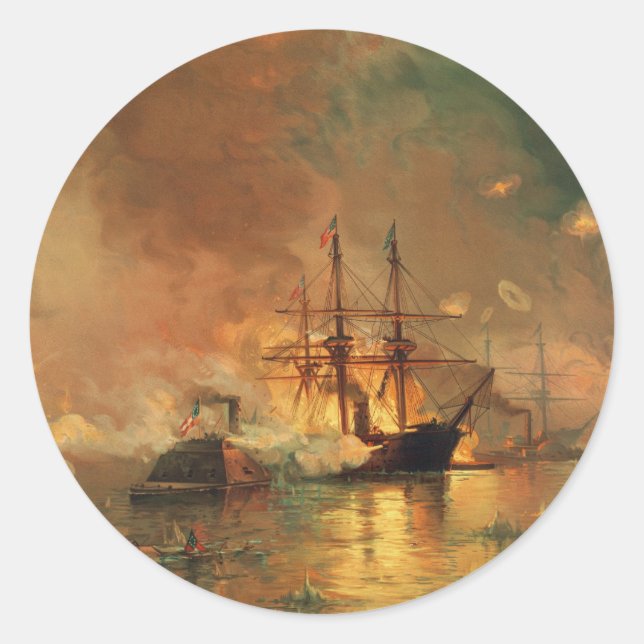 Pegatina Redonda Captura de Nueva Orleans en la Guerra Civil de los (Anverso)