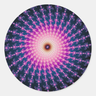 Pegatina Redonda Captura de sangre de Fractal Swirl