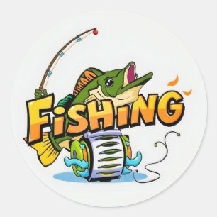 Pegatina Redonda Captura del día: ¡Aventura de pesca divertida!