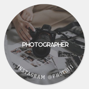 Pegatina Redonda Captura tu día especial, fotografía profesional