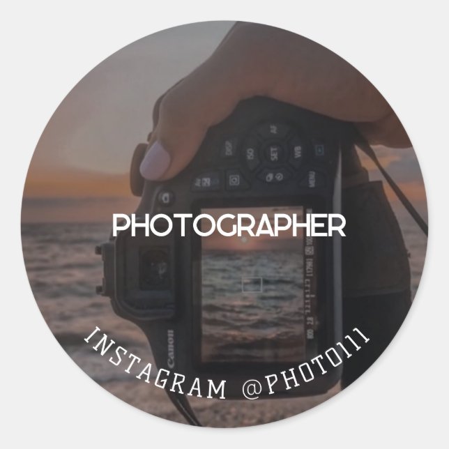 Pegatina Redonda Captura Tu Día Especial, Fotografía Profesional (Anverso)