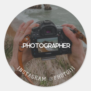 Pegatina Redonda Captura tu día especial, fotografía profesional