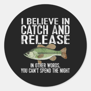 Pegatina Redonda Captura Y Liberación De Pesca Graciosa