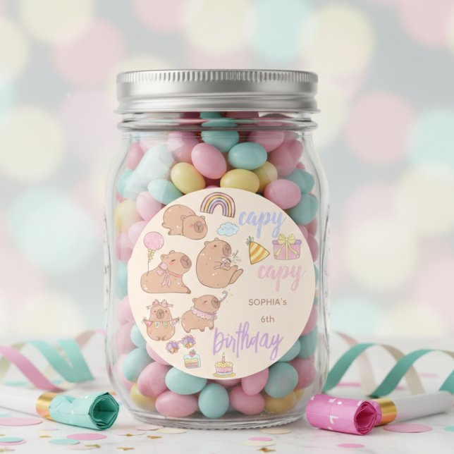 Pegatina Redonda Capy capy birthday (Subido por el creador)