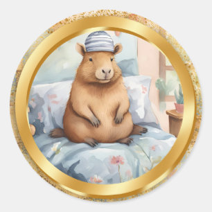 PEGATINA REDONDA CAPYBARA - 2 STICKERS