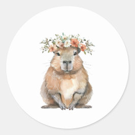 Pegatina Redonda Capybara Baby Shower • Oh Baby Wildflower