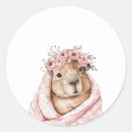 Pegatina Redonda Capybara Baby Shower • Wildflower Sticker