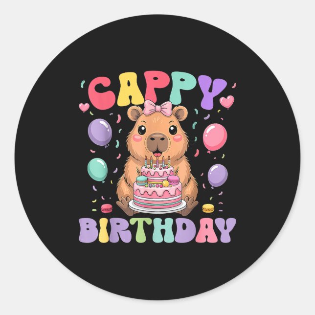 Pegatina Redonda Capybara Birthday Girls Funny Birthday Kids Boys G (Anverso)