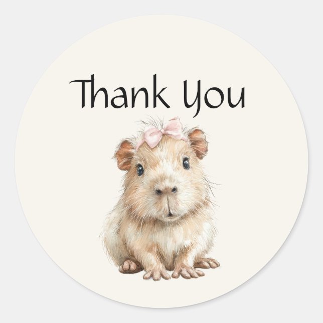 Pegatina Redonda Capybara Birthday Thank You (Anverso)