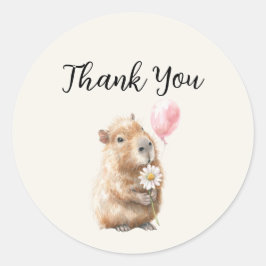 Pegatina Redonda Capybara Birthday Thank You