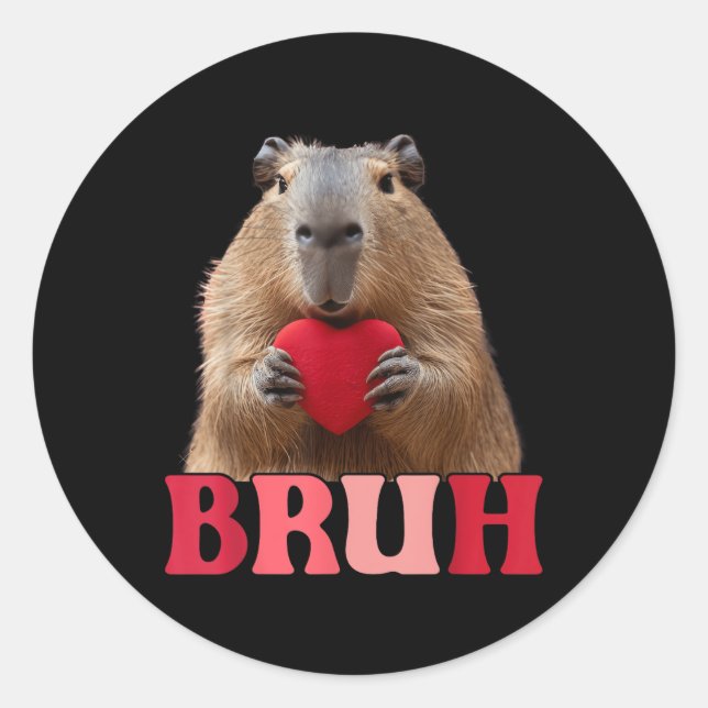 Pegatina Redonda Capybara Bruh Meme Gracioso Diciendo Niños Adolesc (Anverso)