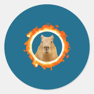 Pegatina Redonda Capybara Eclipse Meme Animal Solar