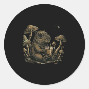 Pegatina Redonda Capybara Emo Punk Gótico Boba Roedor Divertido 