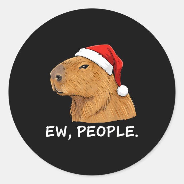 Pegatina Redonda Capybara Ew People Christmas Funny Sarcastic Humor (Anverso)
