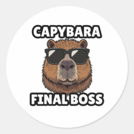 Pegatina Redonda Capybara Final Boss Art Sticker