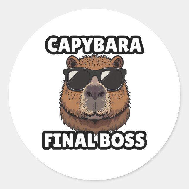 Pegatina Redonda Capybara Final Boss Art Sticker (Anverso)
