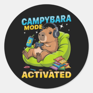 Pegatina Redonda Capybara Gamer Gaming T-shirt_1.png