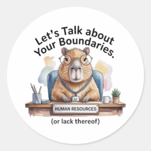 Pegatina Redonda Capybara HR Sticker - Funny Workplace Boundaries D