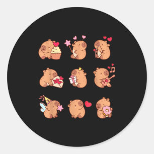 Pegatina Redonda Capybara San Valentín Divertido Capy Amantes de An