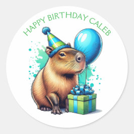 Pegatina Redonda  Capybara Themed Boy's Birthday Party