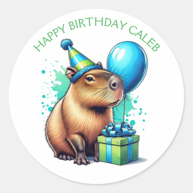 Pegatina Redonda  Capybara Themed Boy's Birthday Party (Anverso)