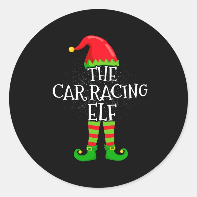 Pegatina Redonda Car Racing Elf Family Matching Christmas Group  (Anverso)