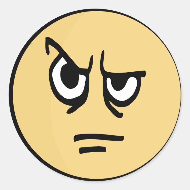 Pegatina Redonda Cara amarilla agravada. (Anverso)