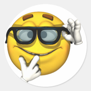 Pegatina Redonda Cara amarilla del nerd