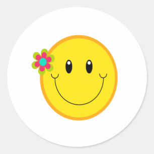 Pegatina Redonda Cara amarilla grande