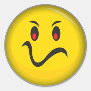 Pegatina Redonda Cara amarilla se molesta que
